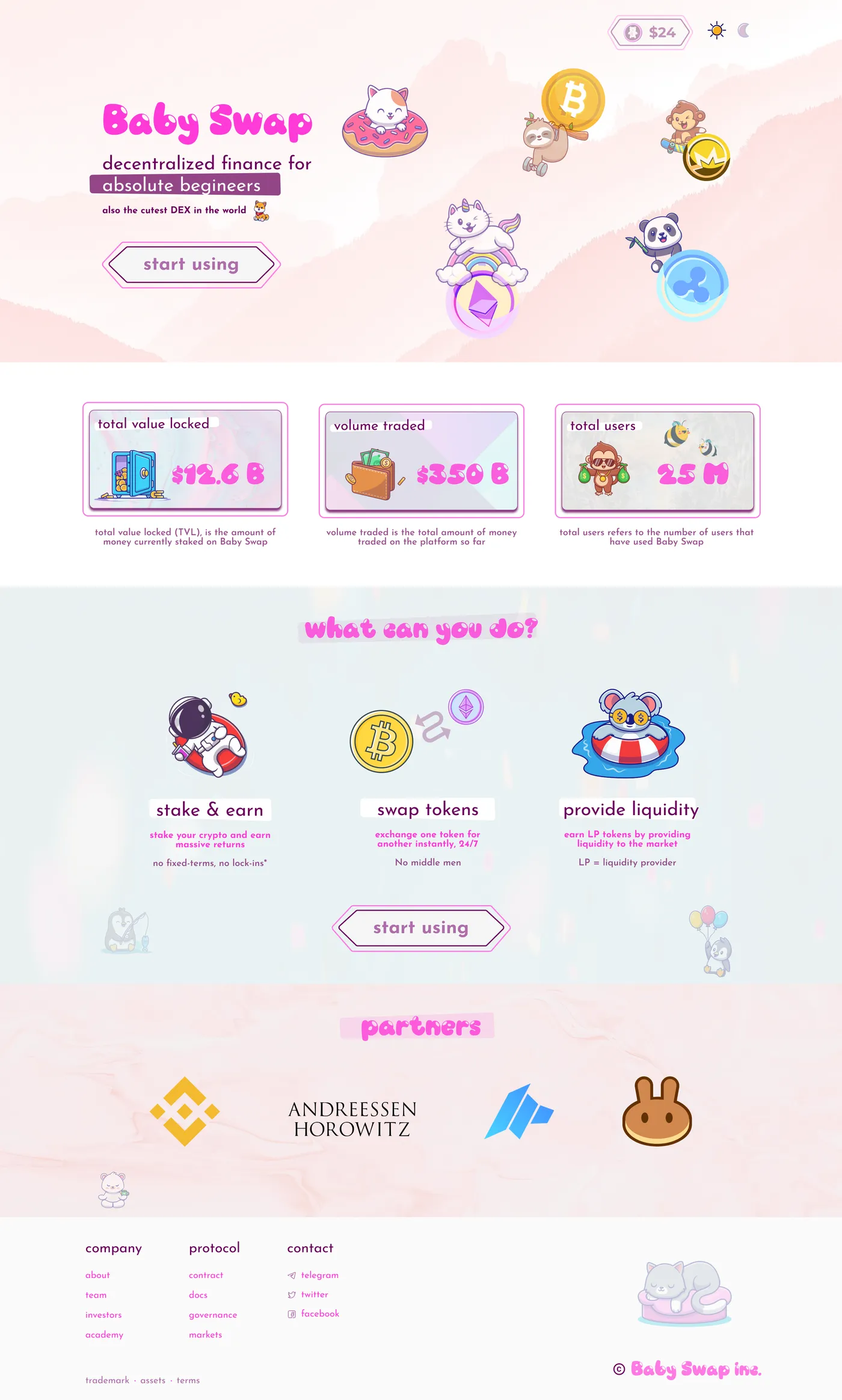 Baby Swap landing page