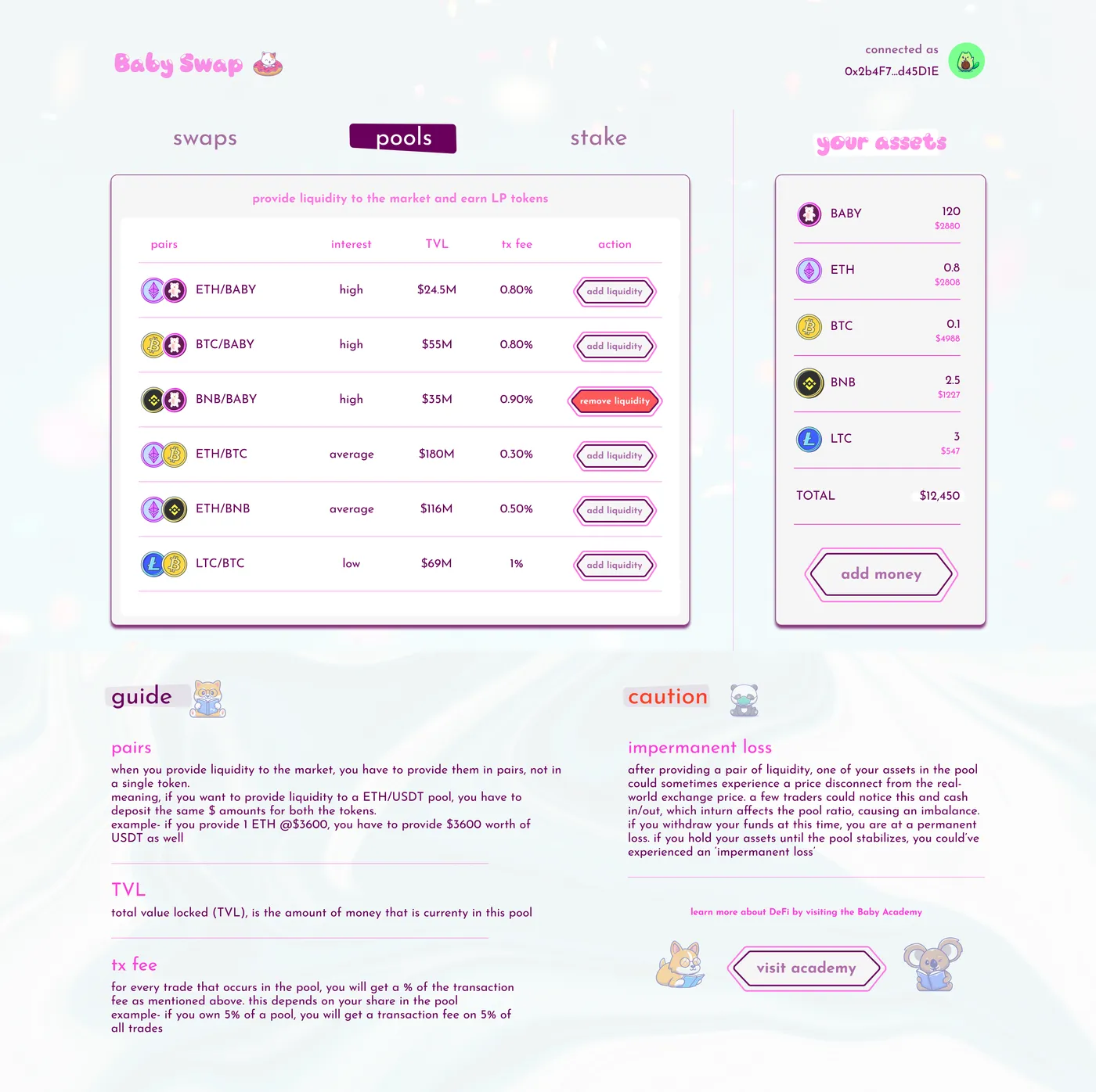 Baby Swap liquidity pools