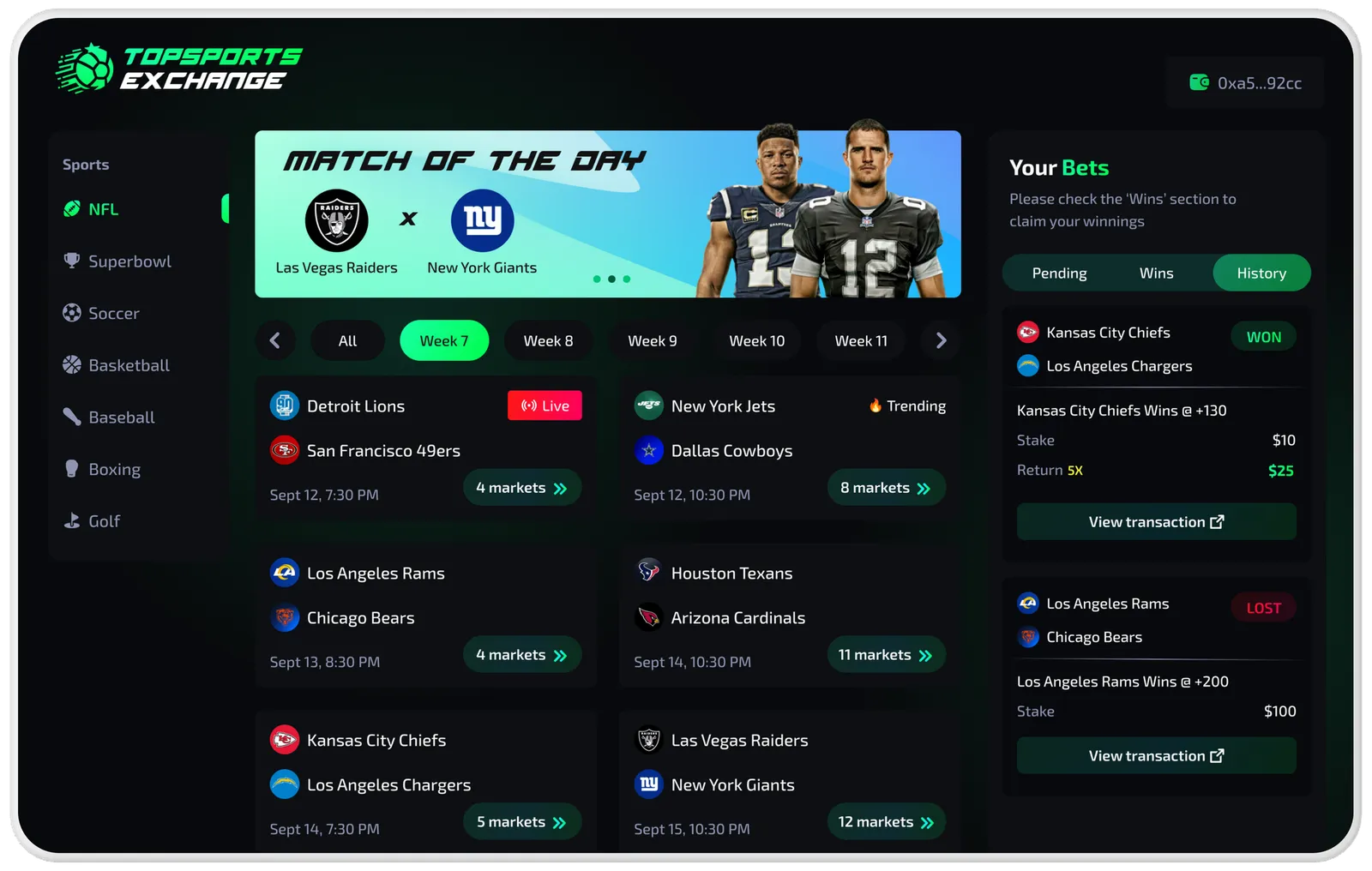 Topsports.exchange betting interface