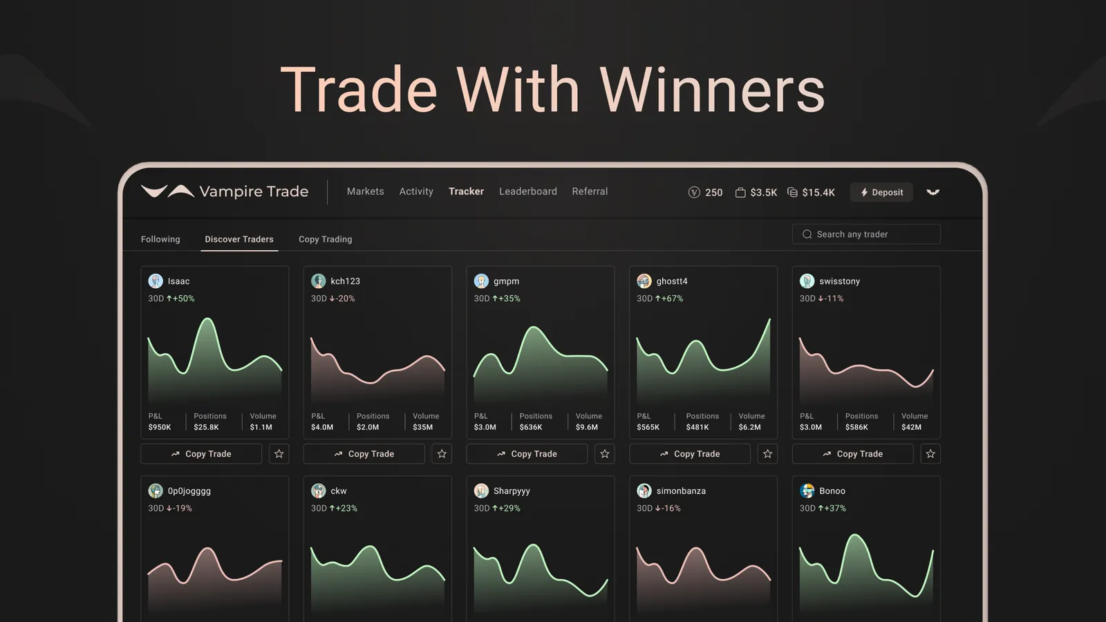 Vampire Trade terminal: trade with winners